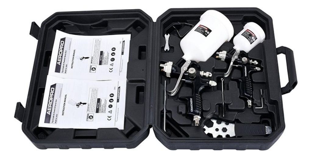 KIT Pistolas Aeropro Maleta Hvlp 1.3mm + 1.0mm Retoque