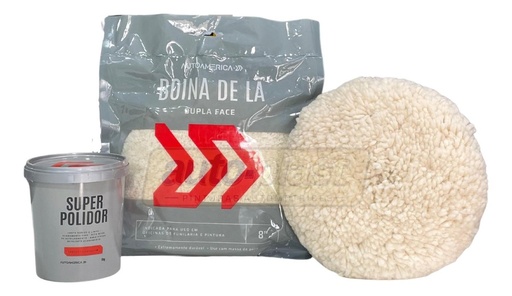 [KITSPULIBOINA] KIT Pasta Pulir Superpulidor 1kg + Bonete Lana 8" doble cara Autoamerica 