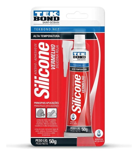[N1910] Silicona Tekbond Alta Temperatura Roja 50gr Resistencia